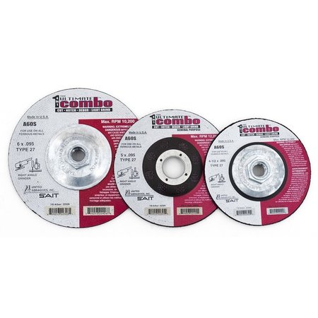 UNITED ABRASIVES/SAIT United Abrasives - Sait Depressed Center Wheel T27 4-1/2"x .095" x 5/8-11" 60 Grit Alum. Oxide 22420